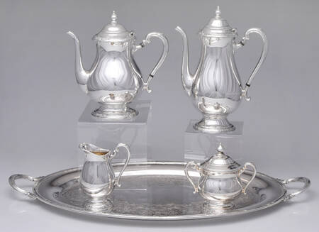 Camille (Silverplate, Hollowware) 5 Piece Tea Set (PCP, PTP, PCR, PSU, WT22)