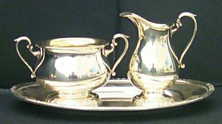 Camille (Silverplate, Hollowware) Plated Individual Creamer, Sugar and Tray