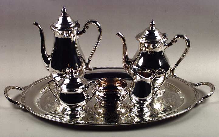 Camille (Silverplate, Hollowware) 6-Piece Plated Tea Set (Waste & Tray)