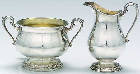 Camille (Silverplate, Hollowware) Plated Mini Creamer and Open Sugar