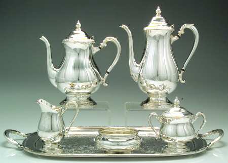 Camille (Silverplate, Hollowware) 6pc Tea Set-W/Waste & 20" Waiter