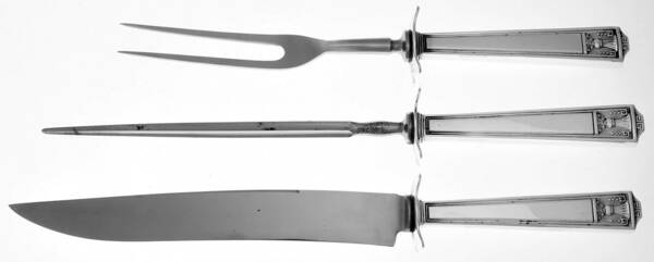 Century (Silverplate, 1923) Large 3-Piece Roast Carving Set w/ Stainless Blade