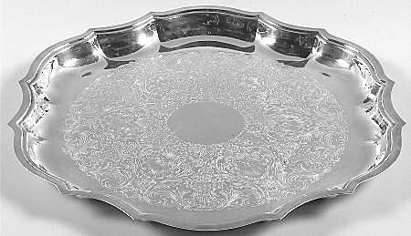 Chippendale (Silverplate, Hollowware, Four Toe) Medium Chased Round Tray