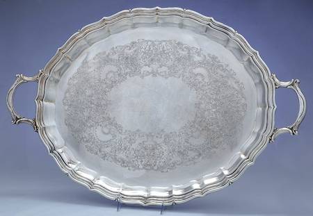 Chippendale (Silverplate, Hollowware, Four Toe) Large Silverplate Waiter Tray