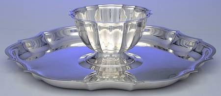 Chippendale (Silverplate, Hollowware, Four Toe) 2 Piece Chip & Dip Set