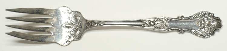 Charter Oak (Silverplate, 1906) Medium Solid Cold Meat Serving Fork by International Silver
