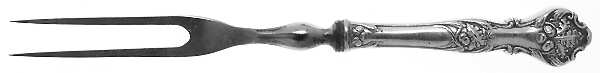 Charter Oak (Silverplate, 1906) Small Steak Carving Fork with Stainless Prongs