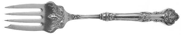 Charter Oak (Silverplate, 1906) Medium Solid Cold Meat Serving Fork W/Hollow Handl