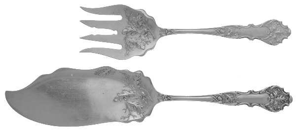 Charter Oak (Silverplate, 1906) 2 Piece Large Solid Fish Serving Set