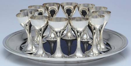 Classic (Sterling, Hollowware) Cordial - Set of 12 with Complimentary Sterling Tray