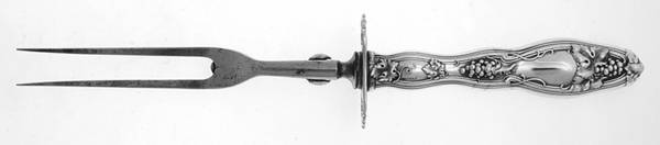 Cloeta (Sterling, 1904) Lg Carving/Roast Fork-Stn Prong w/Sterling Guard