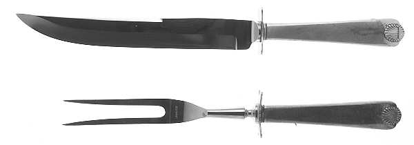Colonial Shell (Sterling, 1941) 2 Piece Small Carving Set W/ Sterling Guard