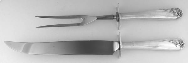 Daffodil (Silverplate, 1950) Large 2-Piece Roast Carving Set w/Stainless Blade