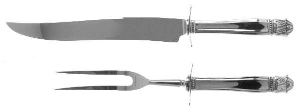 Danish Princess (Silverplate, 1938) Large 2-Piece Roast Carving Set w/Stainless Blade by International Silver