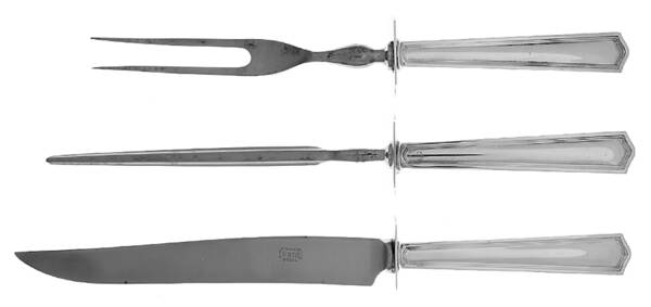 Deerfield-Beacon Hill (Sterling, 1913, No Monos) Small Steak 3-Piece Carving Set with Stainless Blade