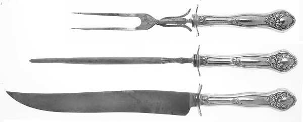 Dolly Madison (Silverplate, 1911) Large 3-Piece Roast Carving Set w/ Stainless Blade