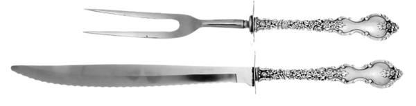 Du Barry (Sterling, 1968) Large 2-Piece Roast Carving Set with Stainless Blade