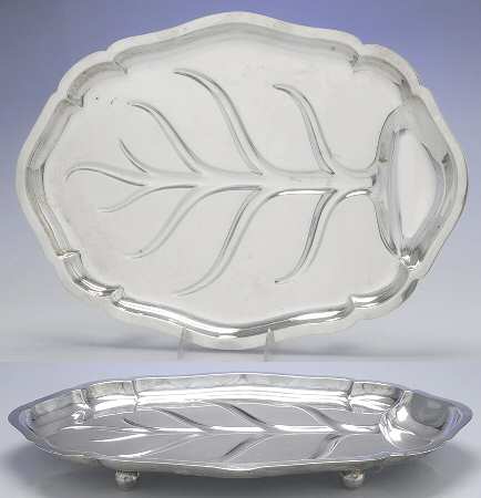 Dublin (Sterling, Hollowware) Medium Footed Meat Platter with Well