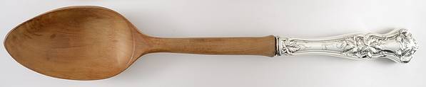 Edgewood (Sterling, 1909) Salad Serving Fork with Wooden Prongs