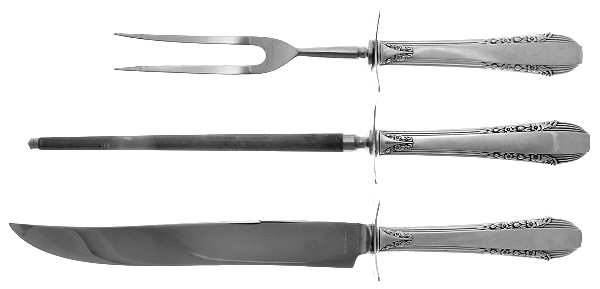 Enchantress (Sterling, 1937, No Monograms) (3 Pc)Carving Set-Lg Stnbl/Roast w/Sterling Guard