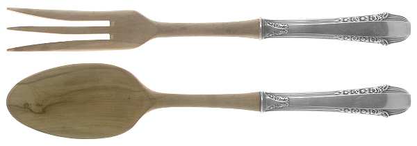Enchantress (Sterling, 1937, No Monograms) Wooden Bowl 2-Piece Salad Set