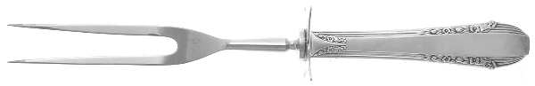 Enchantress (Sterling, 1937, No Monograms) Lg Carving/Roast Fork-Stn Prong w/Sterling Guard