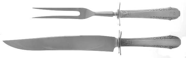 Enchantress (Sterling, 1937, No Monograms) 2 Piece Small Carving Set W Sterling Guard