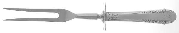 Enchantress (Sterling, 1937, No Monograms) Small Carving Fork Stainless Prong W/Sterling Guar