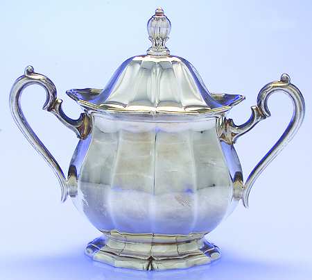 English Flutes (Silverplate, Hollowware) Sugar Bowl & Lid