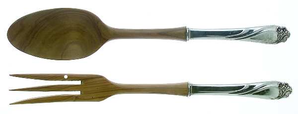 Enchanted Rose (Sterling, 1954) Wooden Bowl 2-Piece Salad Set