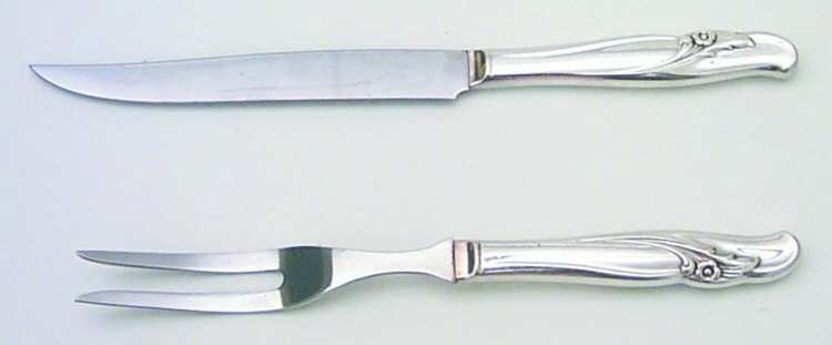 Exquisite (1957-Silverplate) Small Stainless Blade 2-Piece Steak Carving Set