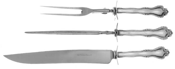 Faneuil (Silverplate, 1908) Large 3-Piece Roast Carving Set w/ Stainless Blade