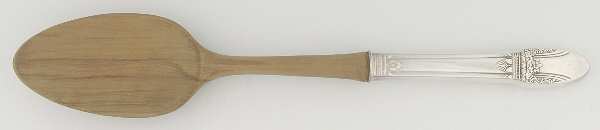First Love (Silverplate, 1937) Salad Serving Spoon with Wooden Bowl