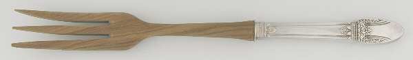 First Love (Silverplate, 1937) Salad Serving Fork with Wooden Prongs