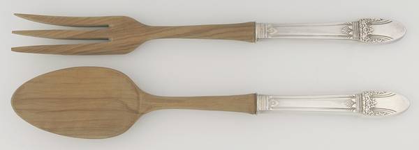 First Love (Silverplate, 1937) Wooden Bowl 2-Piece Salad Set