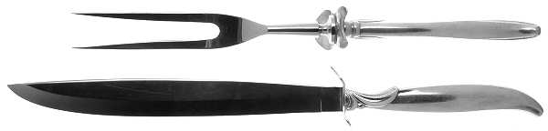Flair (Silverplate, 1956) Large 2-Piece Roast Carving Set w/Stainless Blade by International Silver