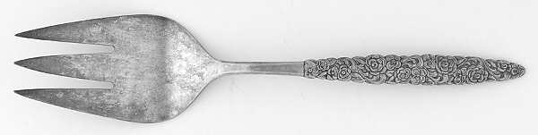Floral Bouquet-Silver Bouquet (Silverplate) Medium Solid Cold Meat Serving Fork