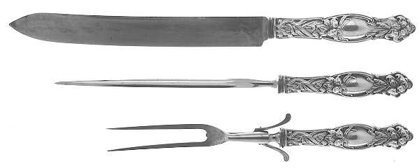 Frontenac (Sterling, 1903) Large 3-Piece Roast Carving Set w/ Stainless Blade