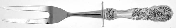 French Rose (Silverplate) Large Stainless-Prong Roast Carving Fork