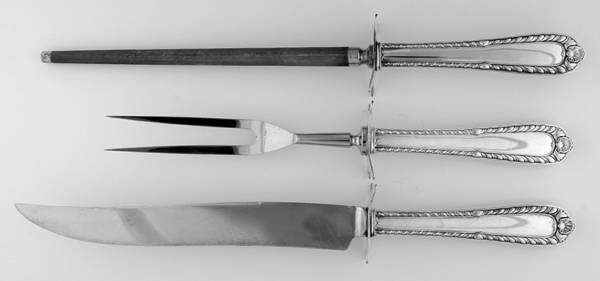 Gadroon (Sterling, 1933) (3 Pc)Carving Set-Lg Stnbl/Roast w/Sterling Guard