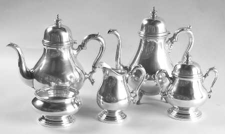 Georgian Castle (Silverplate, Hollowware) 5-Piece Plated Tea Set (with Waste)