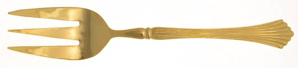 Gold Cascade (Gold Electroplate) Medium Solid Cold Meat Serving Fork