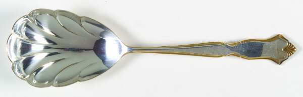 Golden Chadwick (Silverplate, Gold Accent, 1975) Solid Shell Casserole Spoon