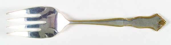 Golden Chadwick (Silverplate, Gold Accent, 1975) Medium Solid Cold Meat Serving Fork