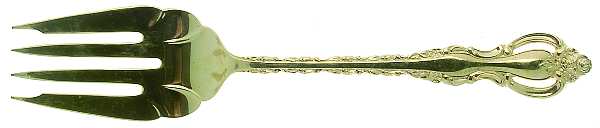 Golden Countess (Gold Electroplate, 1978) Medium Solid Cold Meat Serving Fork by International Silver