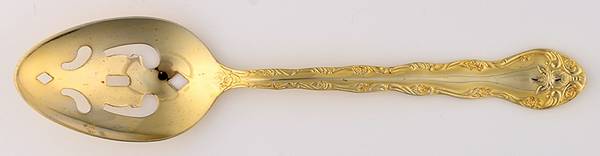 Golden Classic Rose (Gold Electroplate) Pierced Tablespoon (Serving Spoon)