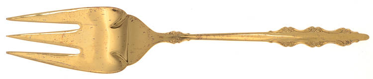 Golden Empress (Gold Electroplate, Deepslv) Large Solid Cold Meat Serving Fork by International Silver