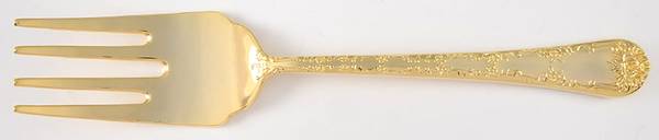 Golden Enchanted Rose (Gold Electroplate) Large Solid Cold Meat Serving Fork
