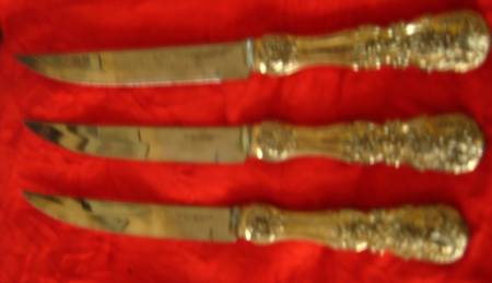 Golden French Rose (Gold Electroplate) Individual Steak Knife Hollow Handle