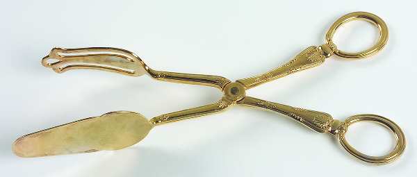 Gold Kings (Gold Electroplate) Solid Piece Aspragus Tongs